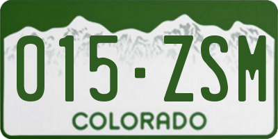CO license plate 015ZSM