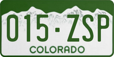 CO license plate 015ZSP