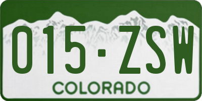 CO license plate 015ZSW