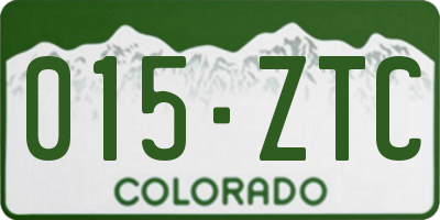 CO license plate 015ZTC