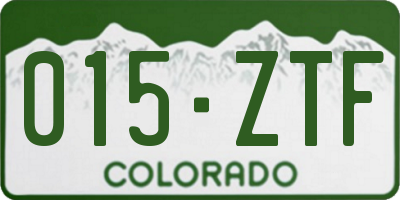 CO license plate 015ZTF