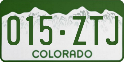CO license plate 015ZTJ