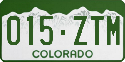 CO license plate 015ZTM