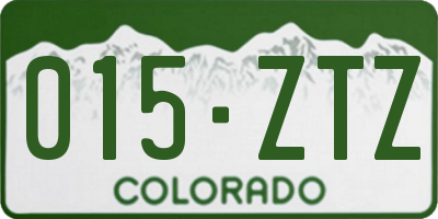 CO license plate 015ZTZ