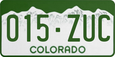 CO license plate 015ZUC