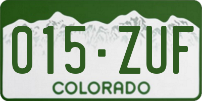 CO license plate 015ZUF