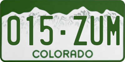 CO license plate 015ZUM