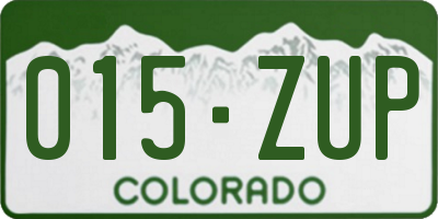 CO license plate 015ZUP