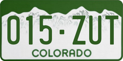 CO license plate 015ZUT