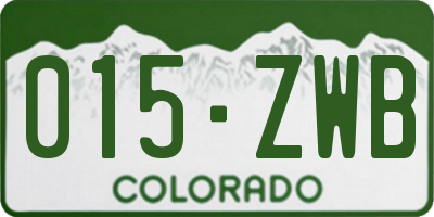 CO license plate 015ZWB