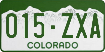 CO license plate 015ZXA