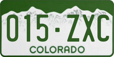 CO license plate 015ZXC