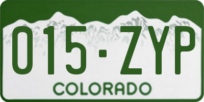 CO license plate 015ZYP