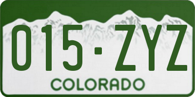 CO license plate 015ZYZ