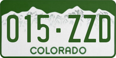CO license plate 015ZZD