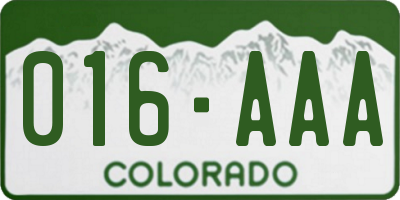 CO license plate 016AAA