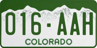 CO license plate 016AAH