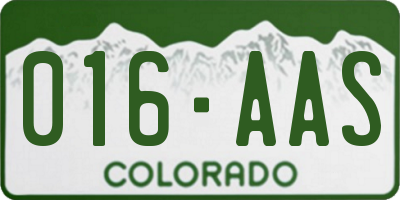 CO license plate 016AAS