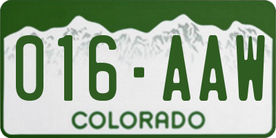 CO license plate 016AAW