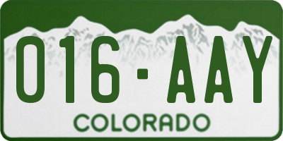 CO license plate 016AAY