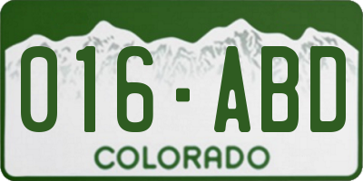 CO license plate 016ABD