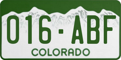 CO license plate 016ABF