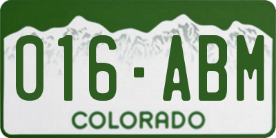 CO license plate 016ABM