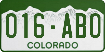 CO license plate 016ABO