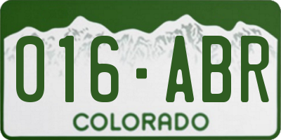 CO license plate 016ABR