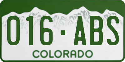 CO license plate 016ABS