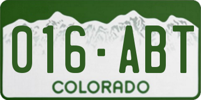 CO license plate 016ABT