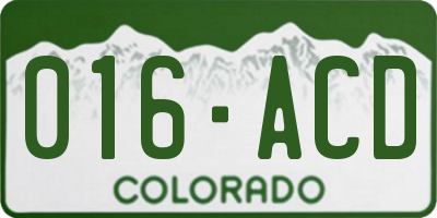 CO license plate 016ACD
