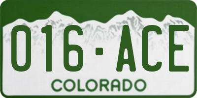 CO license plate 016ACE