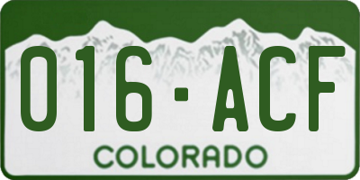 CO license plate 016ACF