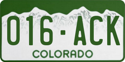 CO license plate 016ACK
