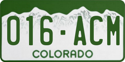 CO license plate 016ACM