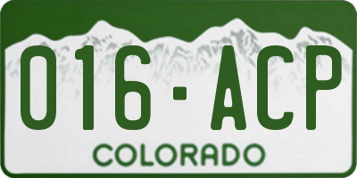 CO license plate 016ACP