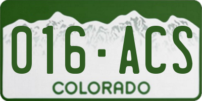 CO license plate 016ACS