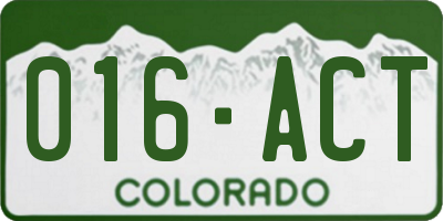 CO license plate 016ACT