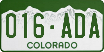 CO license plate 016ADA