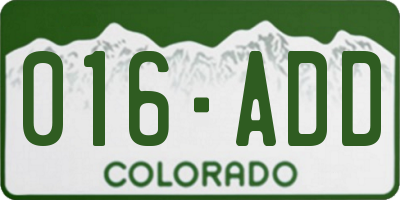 CO license plate 016ADD