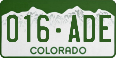 CO license plate 016ADE