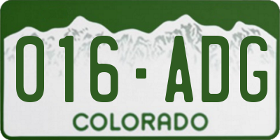 CO license plate 016ADG