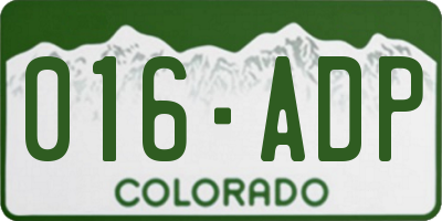 CO license plate 016ADP