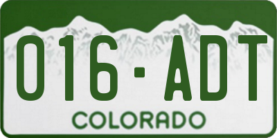 CO license plate 016ADT