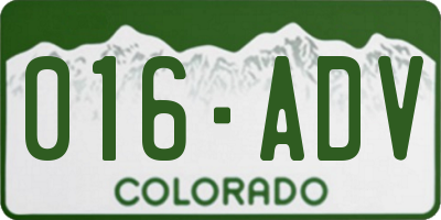 CO license plate 016ADV