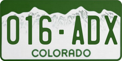 CO license plate 016ADX