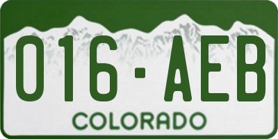 CO license plate 016AEB