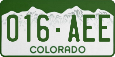 CO license plate 016AEE