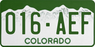 CO license plate 016AEF